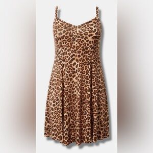 #1390 Torrid Super Soft Tank Dress Leopard Animal Print Trapeze Swing Night Gown